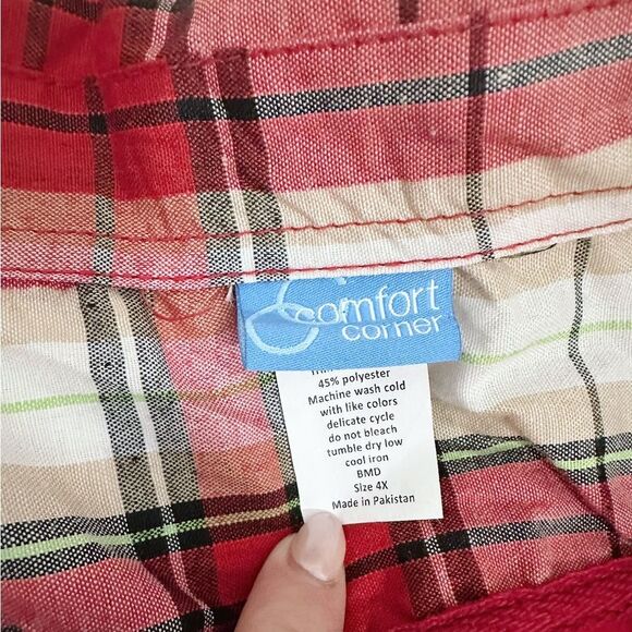 Vintage Red Plaid Layered Long Sleeve Top - Picture 3 of 4